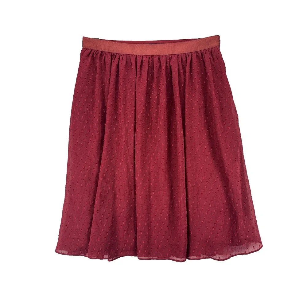 Brooks Brothers Burgundy Dot Flowy Chiffon A-line Skirt‎ SIZE 6